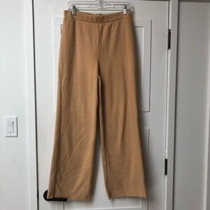 Zara knit ribbed stretch lounge wear pants high waist wide leg M caramel butter